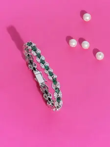 AURAA TRENDS Women Cubic Zirconia Rhodium-Plated Charm Bracelet