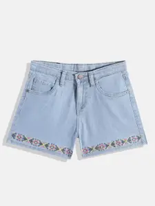 HERE&NOW Girls Embroidered Denim Shorts