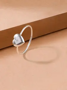 Accessorize Women 925 Pure Sterling Silver-Plated Stone Studded Heart Shape Finger Ring