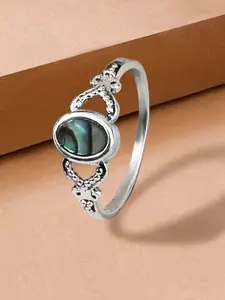 Accessorize 925 Pure Sterling Silver Abalone Oxidised Ring