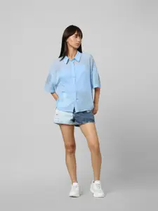 ONLY Women Semi Sheer Drop Down Shoulder Casual Shirt