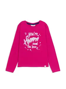 H By Hamleys Girls Typography Printed Cotton T-shirt
