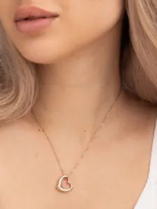 PALMONAS 18k Rose Gold Plated Heart Outline Necklace