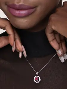 PALMONAS 92.5 Sterling Silver Heart Dangle Necklace