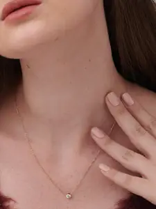 PALMONAS 18k Rose Gold Plated Circle With Stone Necklace