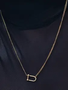 PALMONAS 18k Gold Plated U Shape Necklace