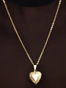 PALMONAS 18k Gold Plated Heart Locket Necklace