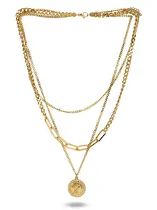 PALMONAS Women 18k Gold-Plated Layered Necklace