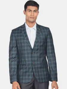 AD By Arvind Men Tartan Checked Tailored-Fit Single Breasted Twill Blazer