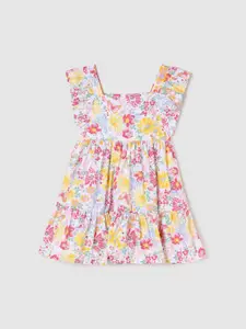max Girls Floral Cotton Smocked Fit and Flare Dress
