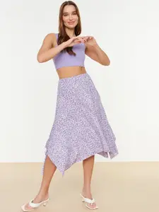 Trendyol Floral Printed A-Line Midi Skirt