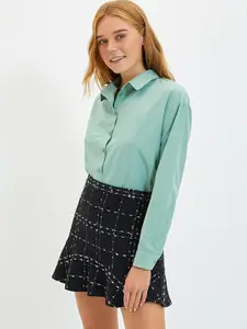 Trendyol Checked Flared A-Line Mini Skirt