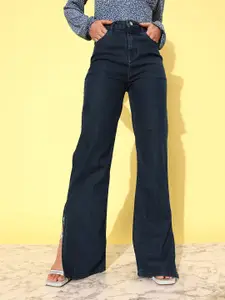 DressBerry Women Deep Blue Joy De June Straight Fit High-Rise Stretchable Jeans