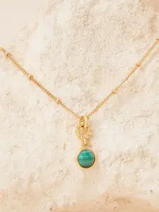 Accessorize Gold Plated Modern Heirloom Malachite Pendant Necklace