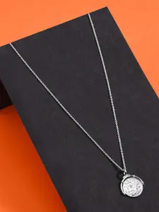 Accessorize 925 Pure Sterling Silver Disc Pendant Necklace For Women