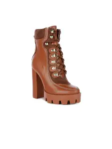 London Rag Women High Heeled Lace-Up Regular Boots