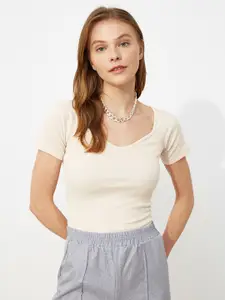 Trendyol Pure Cotton Sweetheart Neck Crop Top