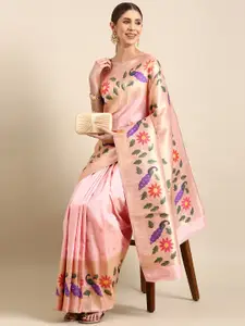 Mitera Woven Design Zari Silk Blend Paithani Saree