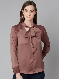 Purple State Tie-Up Neck Shirt Style Top