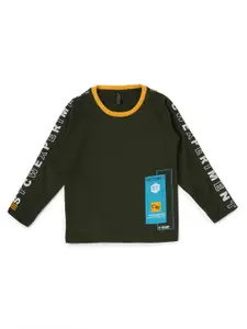 earth conscious Boys Olive Green Applique T-shirt