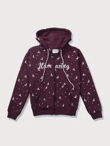 Gini and Jony Girls Printed Hooded Fleece Sweatshirt