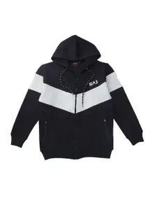 Gini and Jony Boys Colourblocked Hooded Cotton Bomber Jacket