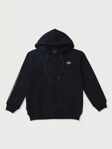 Gini and Jony Boys Solid Fleece Hooded Bomber Jacket