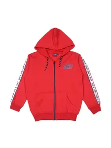 Gini and Jony Boys Printed Fleece Hooded Bomber Jacket