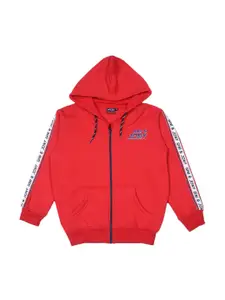 Gini and Jony Boys Printed Fleece Hooded Bomber Jacket