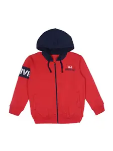 Gini and Jony Boys Solid Fleece Hooded Bomber Jacket