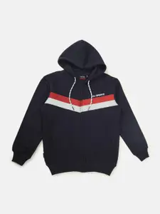 Gini and Jony Boys Striped Fleece Hooded Bomber Jacket