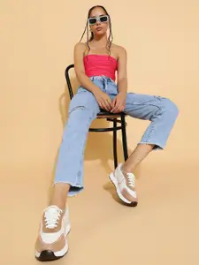 Belliskey Women High-Rise Mildly Distressed Heavy Fade Jeans