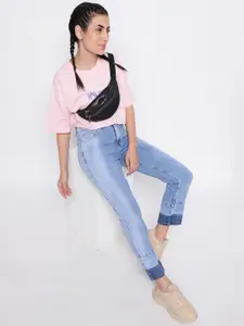 Belliskey Women Straight Fit High-Rise Heavy Fade Stretchable  Jeans