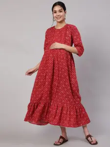 Nayo Ethnic Motifs Cotton Maternity Maxi Dress