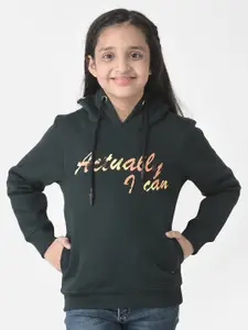 Crimsoune Club Girls Printed Hooded Cotton Sweatshirt