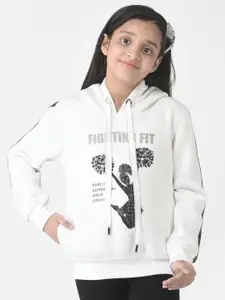 Crimsoune Club Girls Printed Hooded Sweatshirt