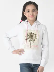 Crimsoune Club Girls Printed Hooded Sweatshirt