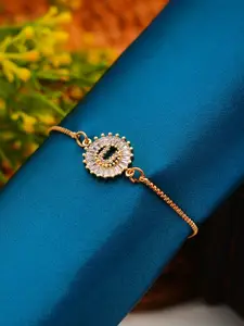 Ferosh Women Crystal Studded U Alphabet Chain Bracelet