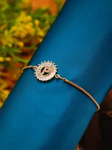 Ferosh Women Crystal Studded P Alphabet Chain Bracelet