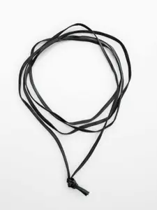 MANGO Leather Wrap Around Layered Choker Necklace