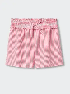 Mango Kids Girls Pure Cotton Striped Shorts