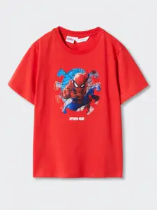 Mango Kids Boys Spiderman Holographic Detail Sustainable Pure Cotton T-shirt