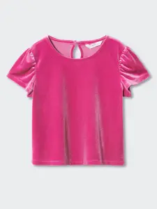 Mango Kids Girls Sustainable Round Neck Top With Shimmer Detail