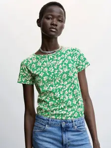 MANGO Floral Printed Sustainable Pure Cotton T-shirt