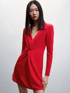 MANGO Sustainable Twisted Shirt Mini Dress