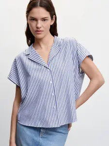MANGO Striped Extended Sleeves Casual Shirt