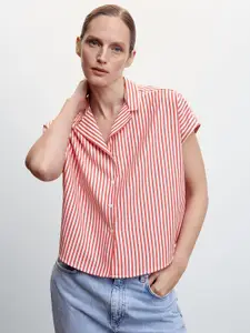 MANGO Striped Sustainable Extended Sleeve Casual Shirt