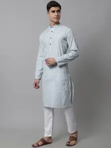 Jompers Men Striped Pure Cotton Kurta with Pyjamas