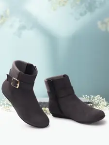 ELLE Women Colourblocked Mid-Top Monk Straps boots
