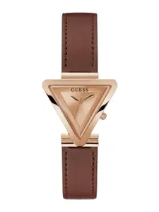 GUESS Women Rose Gold-Toned Dial & Brown Straps Analogue Watch GW0548L2